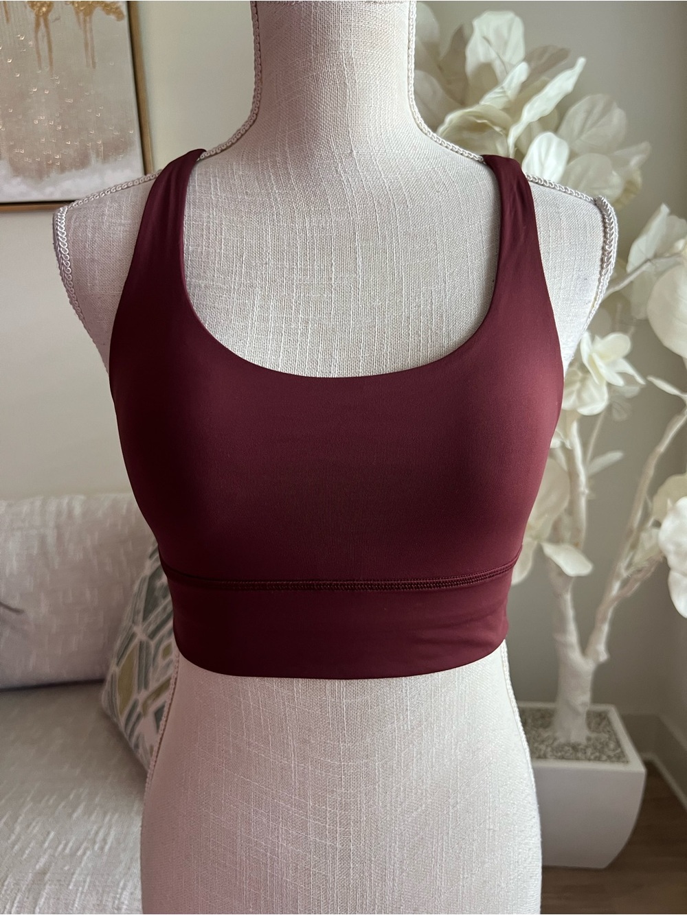 lululemon Energy Longline Maroon Scoop-Neck Sports Bra size 6 - Picture 2 of 7
